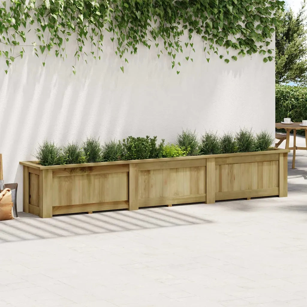 Fioriera | Cassetta per fiori | Vaso Rialzata 291x50x50 cm in Legno di Pino Impregnato