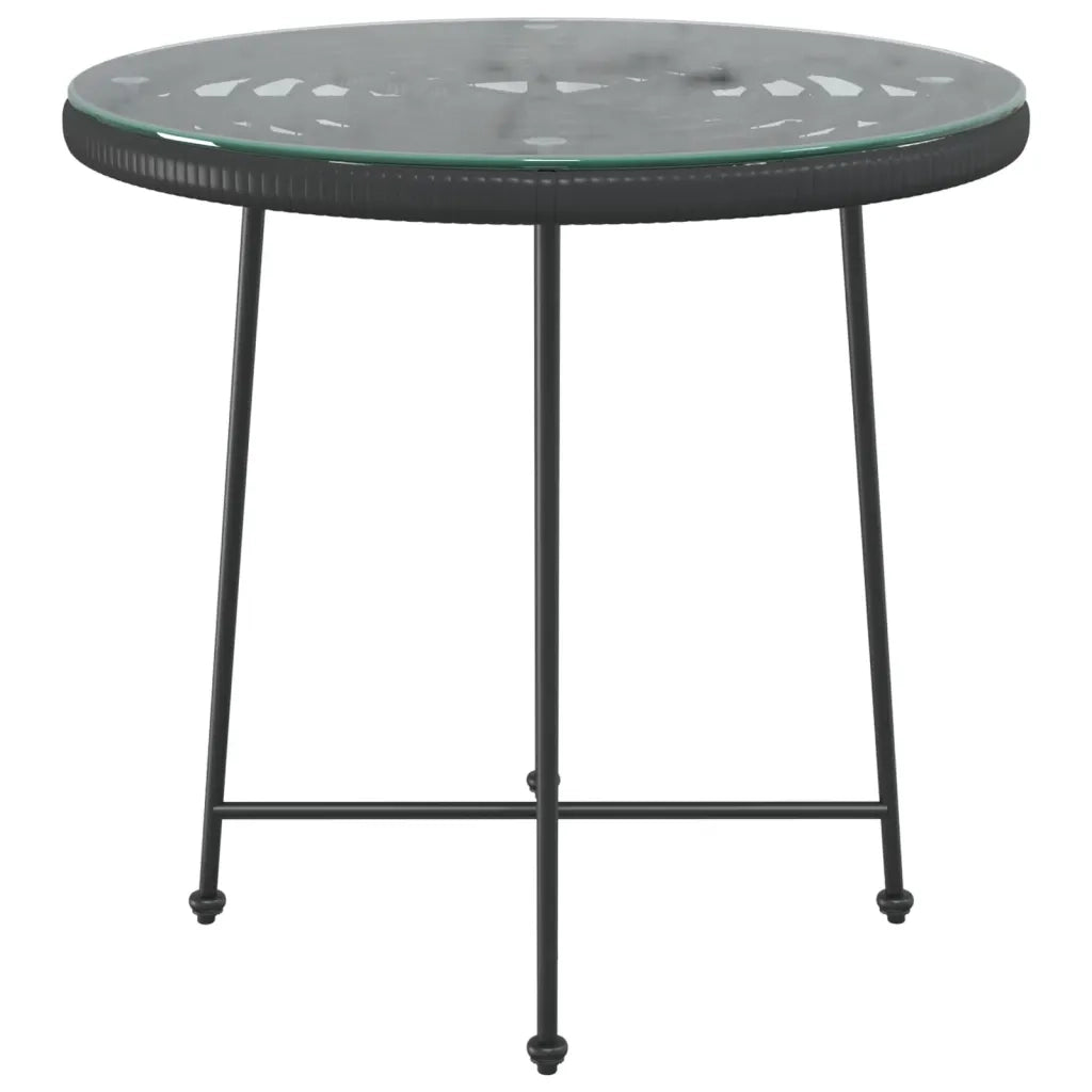 Tavolo da Pranzo Nero Ã˜80 cm Vetro Temperato e Acciaio cod mxl 34228
