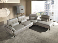 Divano chaise longue destro in pelle sabbia