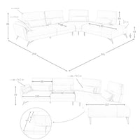 Divano chaise longue destro in pelle sabbia