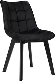 Sedia Moderna da Sala Pranzo Poltroncina da Cucina Poltrona in Velluto Senza Braccioli Gambe in Legno Nero 0656BY-1