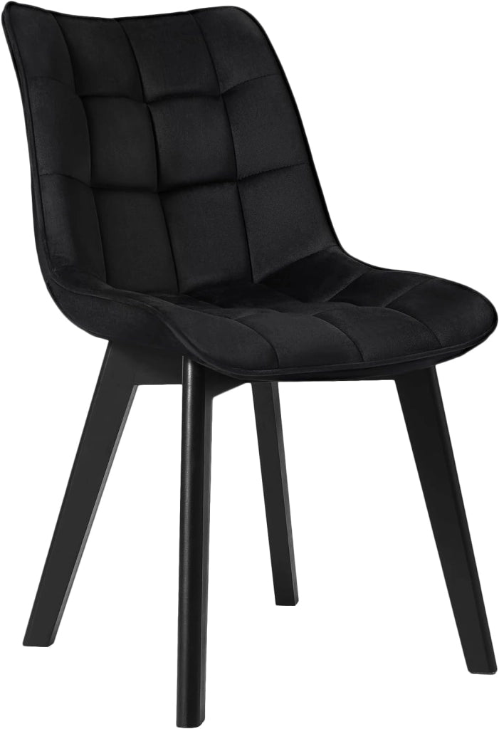 Sedia Moderna da Sala Pranzo Poltroncina da Cucina Poltrona in Velluto Senza Braccioli Gambe in Legno Nero 0656BY-1