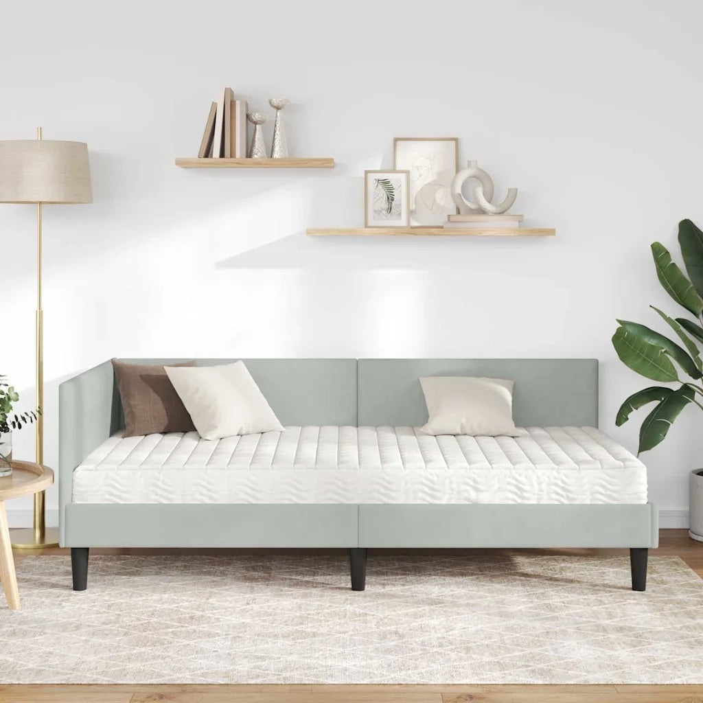 Struttura Letto Angolare con Materasso 2 pz-Giroletto con materasso Grigio chiaro 142797