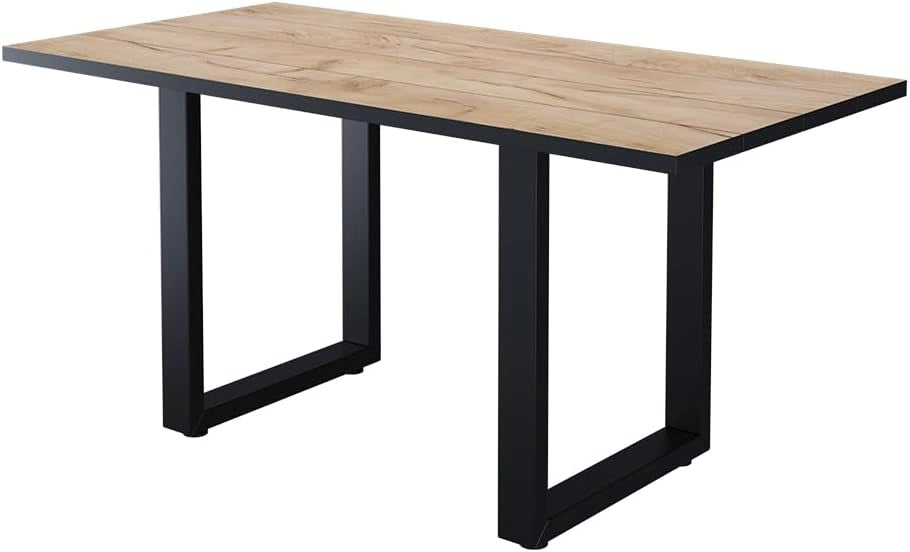 Tavolo da pranzo Livorno, Rovere nero/oro, 140 x 70 cm, adatto per 4 persone, struttura stabile senza allungamento