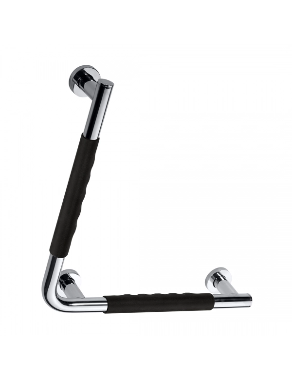 Maniglione ad Angolo Dritto OMEGA in Acciaio Inox e Caucciù Nero 42x8x42 cm