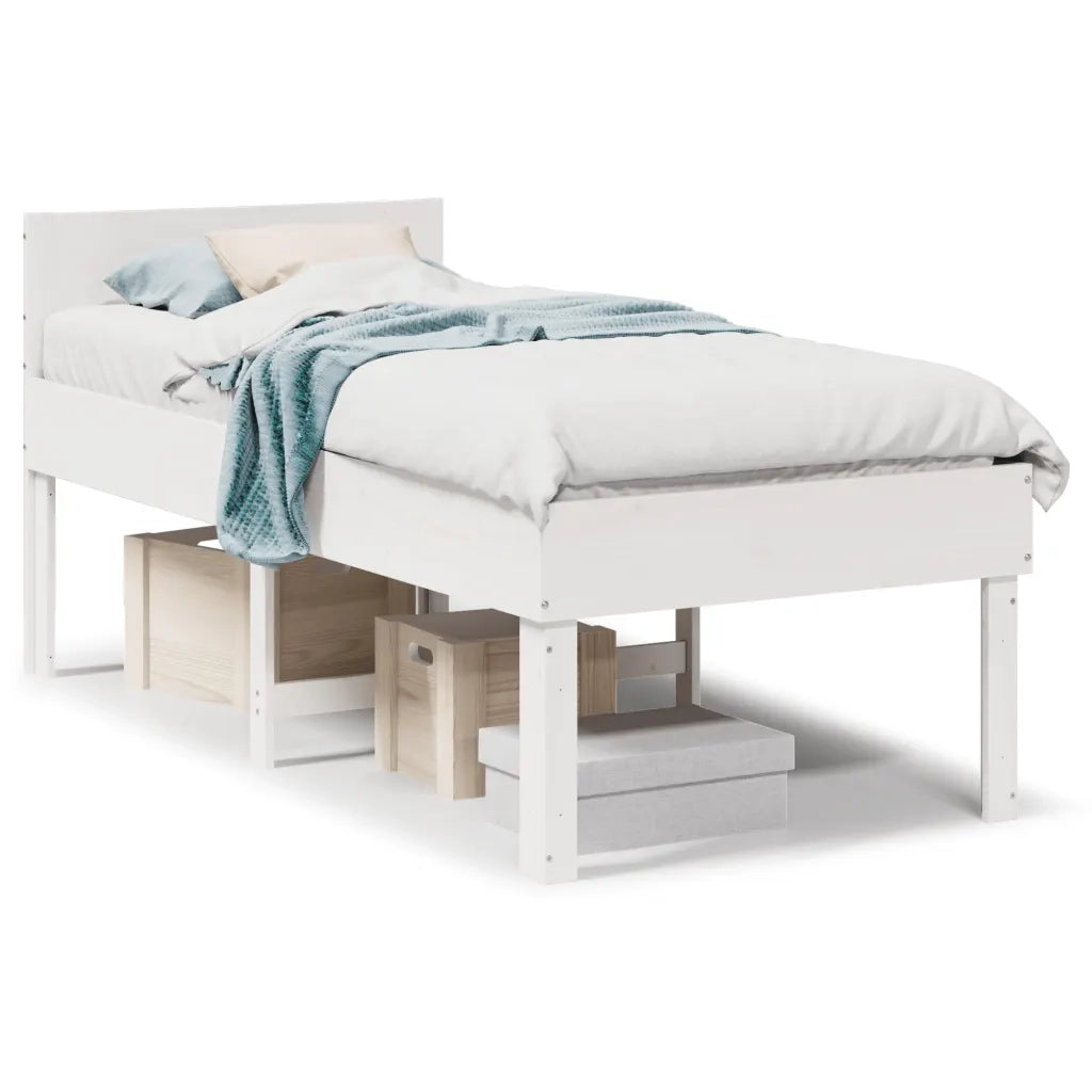 vidaXL Letto senza Materasso Bianco 75x190 in Legno Massello di Pino