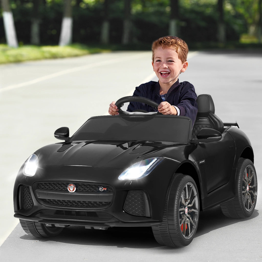 Macchina Jaguar F-type SVR 12 V per bambini con telecomando, Macchina a batterie con musica e storie Nero-Macchinine giocattoli