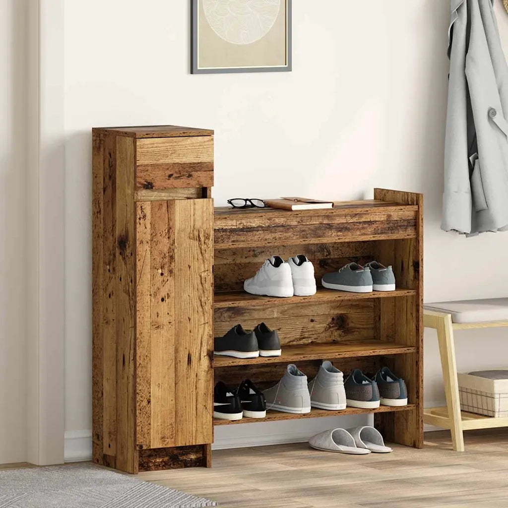 Mobile per scarpe con porta-Scarpiera Legno vecchio 100,5 x 28 x 100 cm