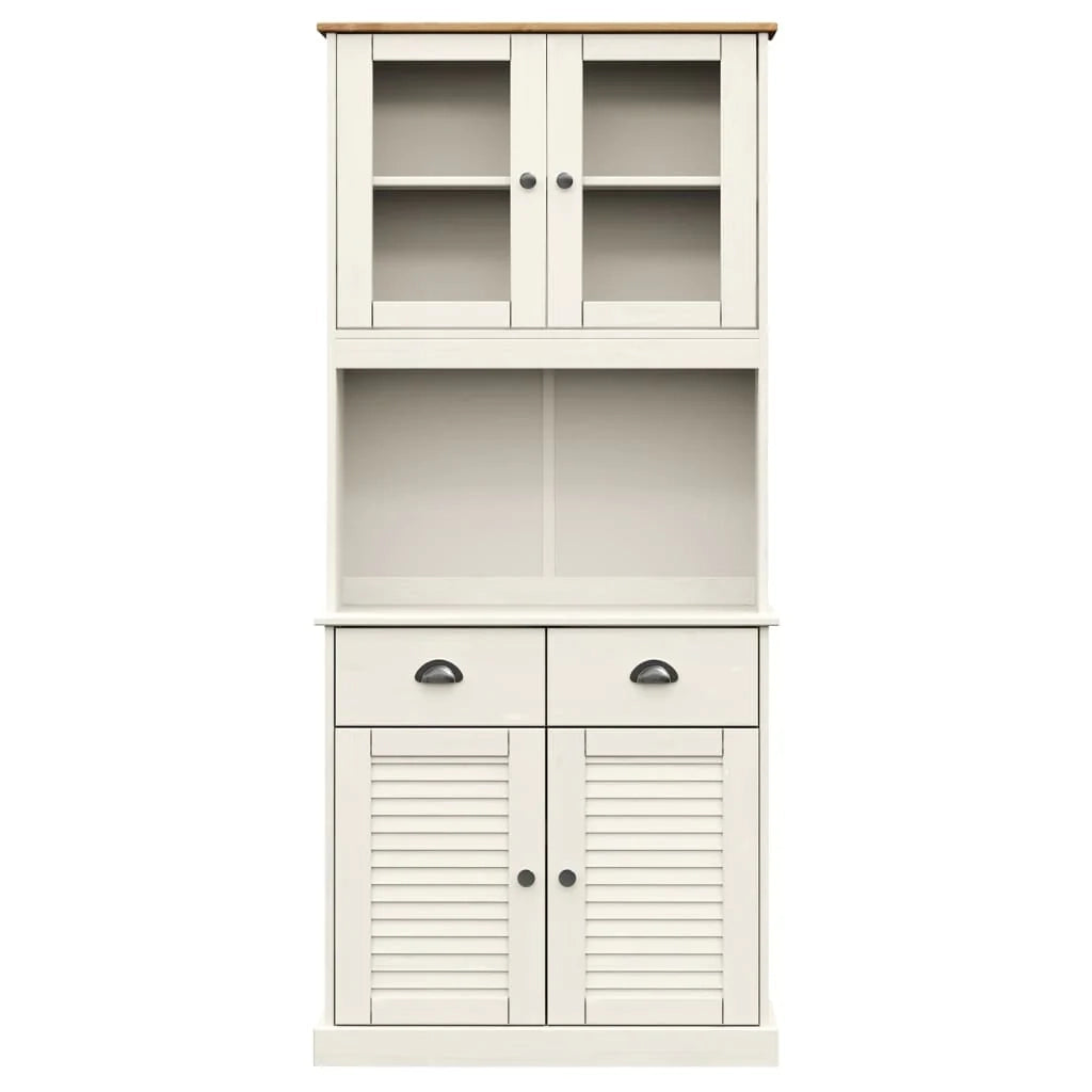 Buffet credenza cassettiera armadio mobile contenitore organizer cucina soggiorno salotto alto 78 x 40 x 175 cm legno massello di pino bianco 02_0035661