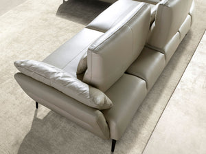 Divano chaise longue sinistro in pelle sabbia