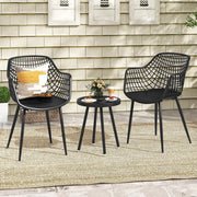 Set di 3 mobili da giardino per balconi e terrazze, 2 poltrone con tavolo, resistente alle intemperie, per piccoli spazi esterni