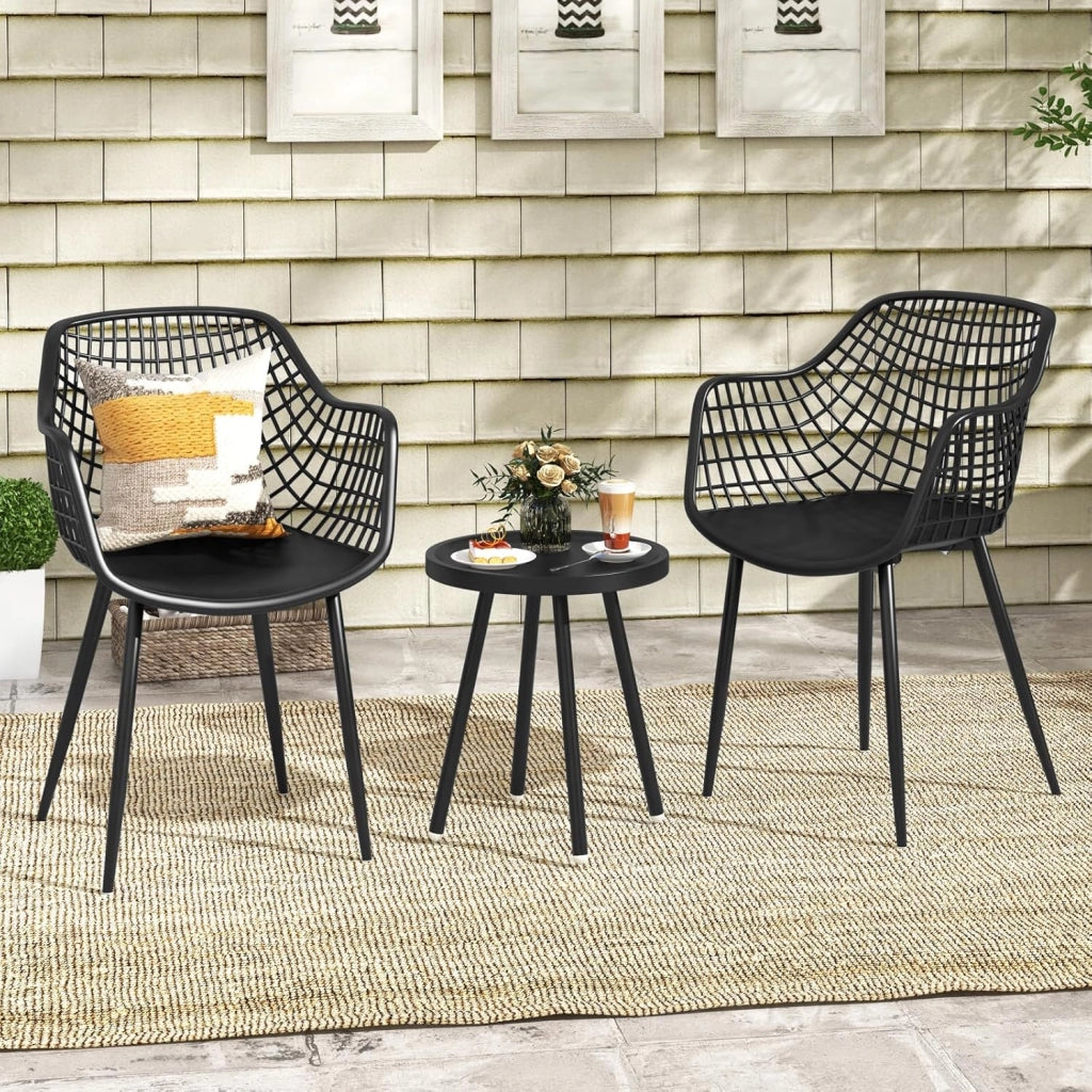 Set di 3 mobili da giardino per balconi e terrazze, 2 poltrone con tavolo, resistente alle intemperie, per piccoli spazi esterni