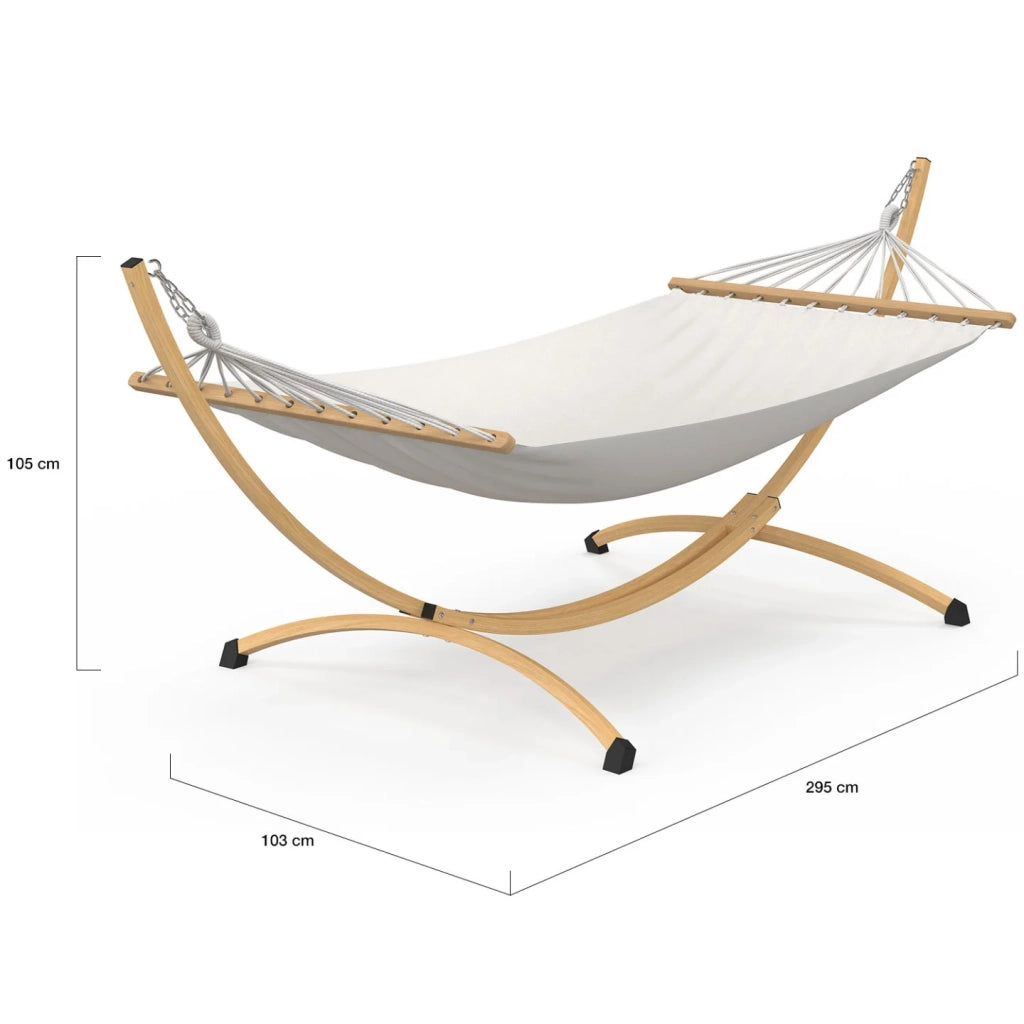 IDMarket - Amaca XL con supporto in metallo effetto legno e tela ecru