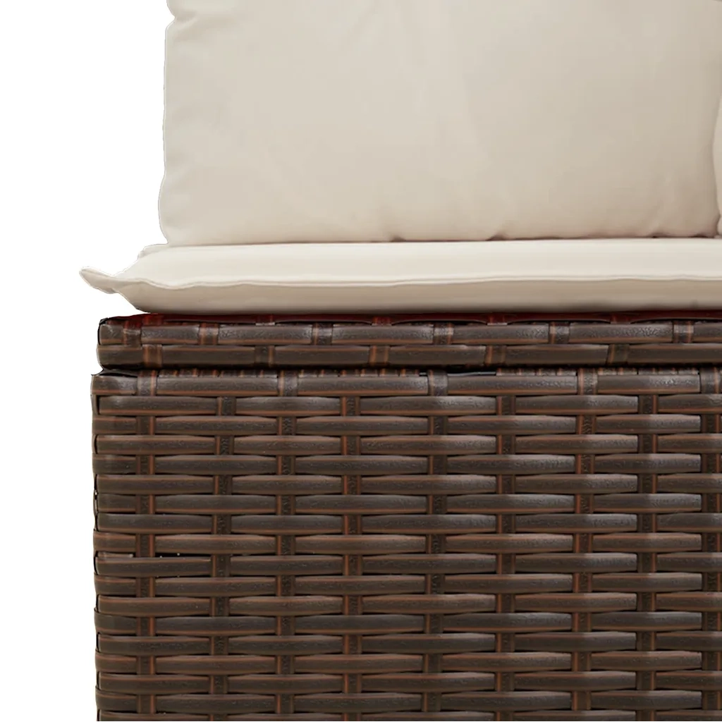 <em> Divano da Giardino a 3 Posti con Cuscini in Polyrattan Marrone</em>