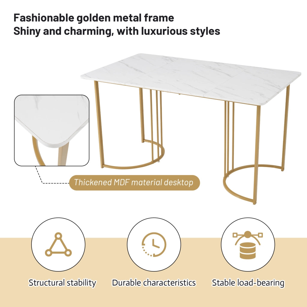 Set tavolo e sedie 140x80 cm bianco e verde in MDF, stile moderno, 5 pezzi