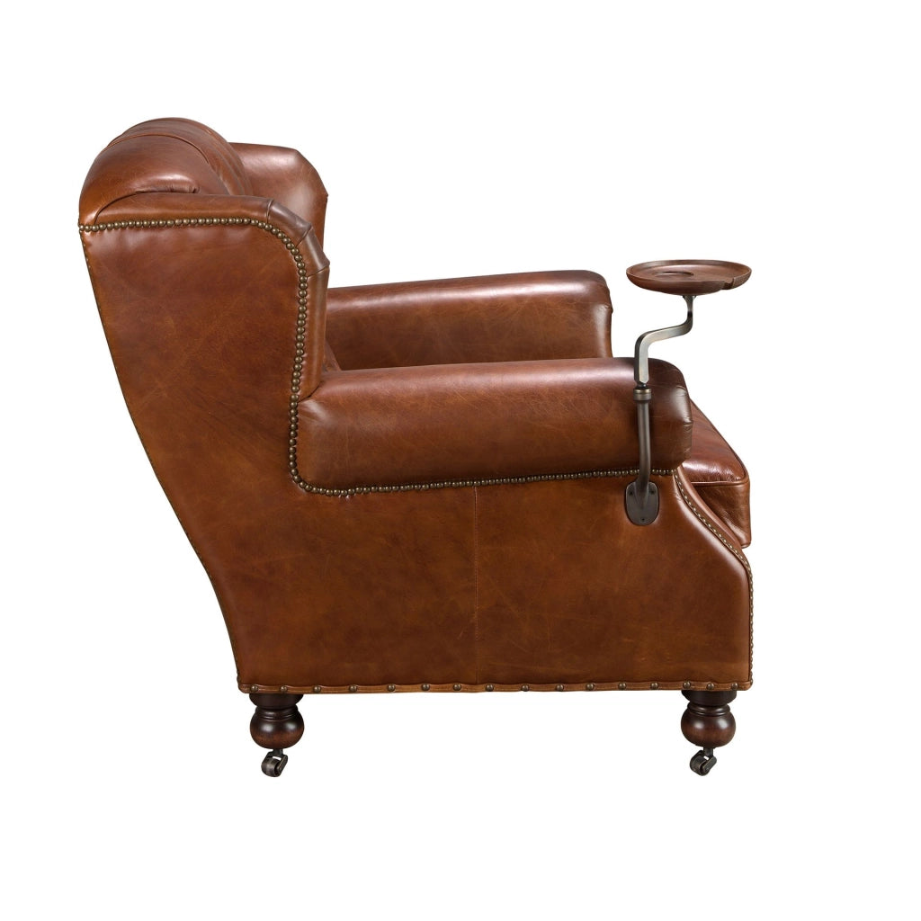Poltrona Chester in pelle marrone cognac