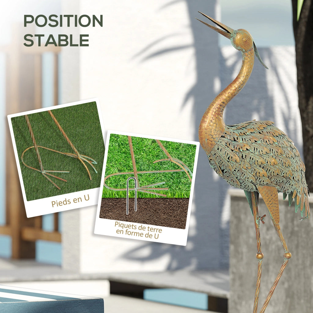 Statua Airone Giardino Esterno ¨C zephmum ¨C Metallo Multicolore 90 cm