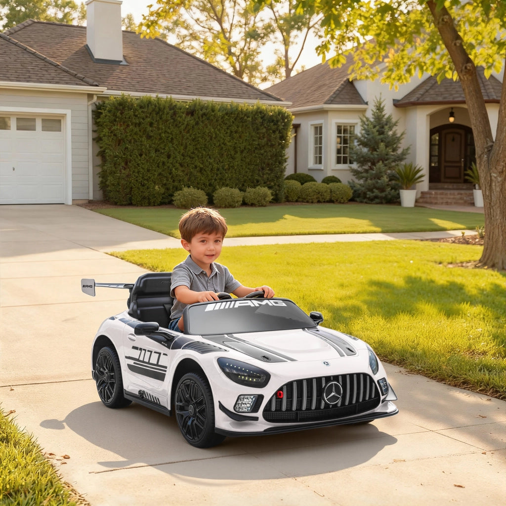 Auto Elettrica Bambini con Telecomando e Luci LED ¨C zephmum ¨C Bianco