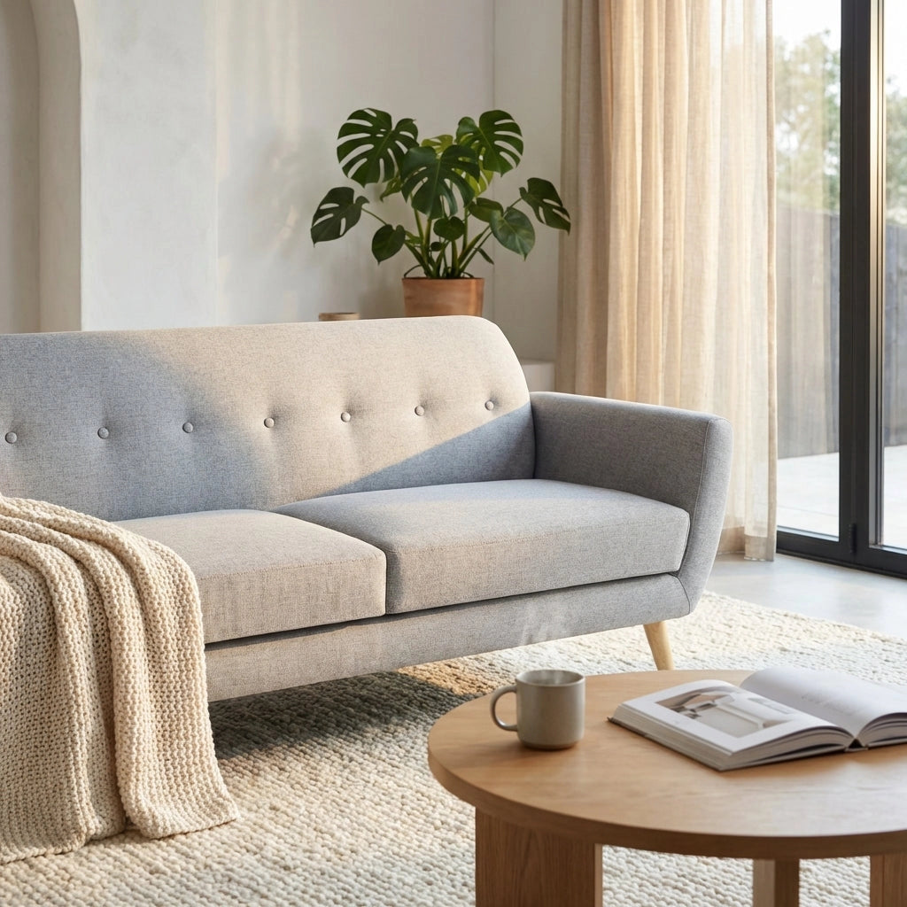 Divano tre posti Scandinavo in Tessuto cm 193x79x86 - SILENTE