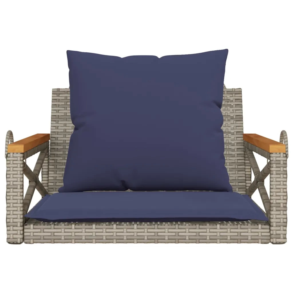 Panchina Dondolo con Cuscini Grigia 63x62x40 cm in Polyrattan 368177