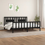 Giroletto con Testiera-Struttura Letto con testiera Nero Legno Massello di Pino 200x200 cm