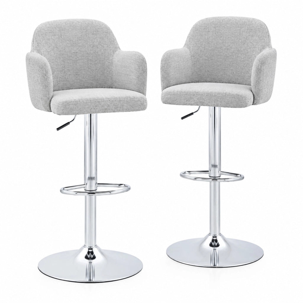 Set di 2 sgabelli da bar regolabili girevoli grigio chiaro