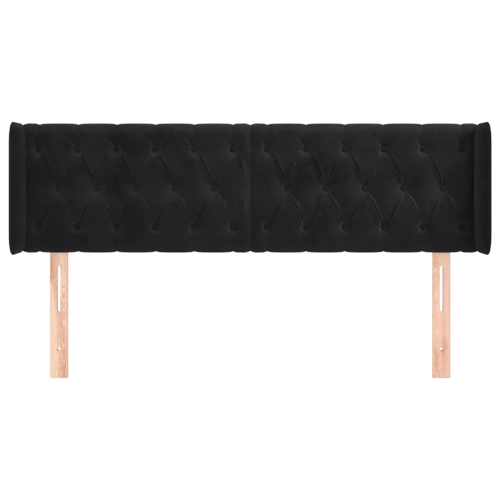Testiera ad Orecchio-Testata con Orecchie Nera 147x16x78/88 cm in Velluto 112805