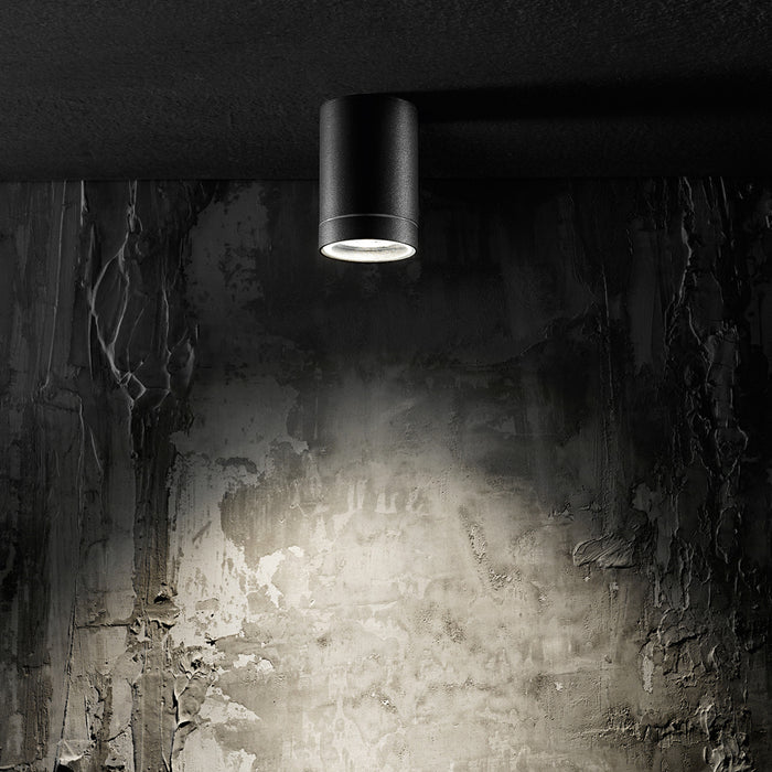 Plafoniera Cilindrica Esterno Moderno Pendo Metallo Grigio Vetro 1 Luce Gu10