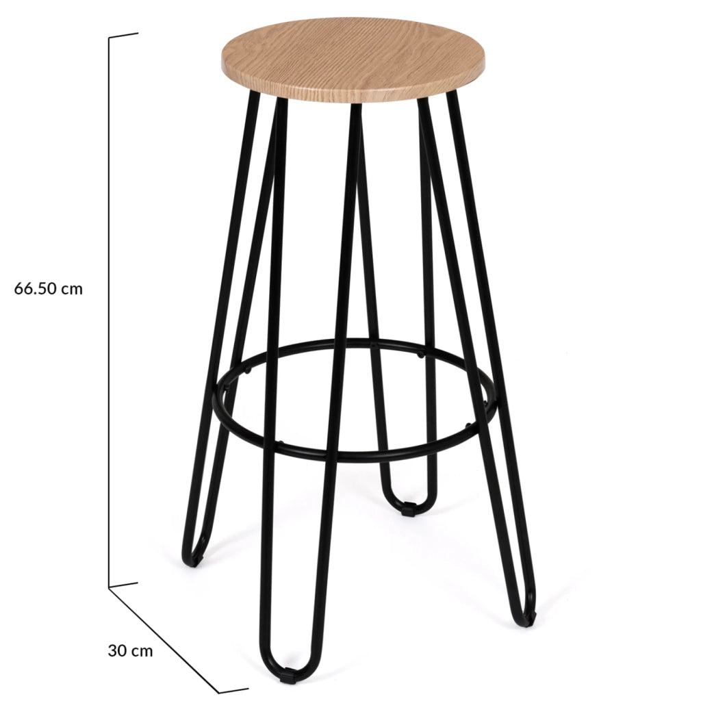 IDMarket - Set di 2 sgabelli da bar, sedile rotondo di design industriale DETROIT
