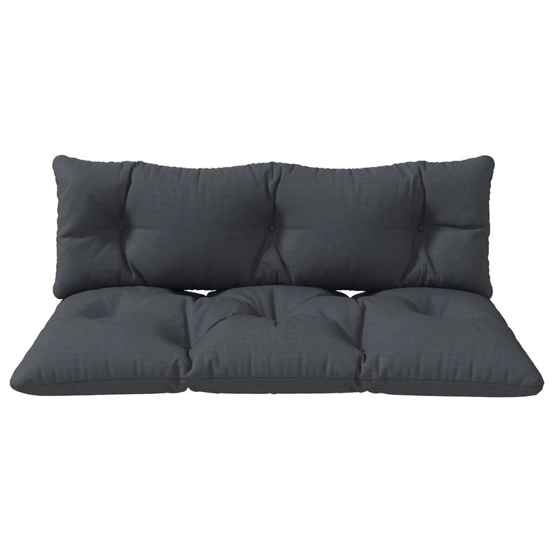 SET 2 CUSCINI DA GIARDINO PER DIVANI E PALLET IN POLIESTERE CON IMBOTTITURA SPESSA GRIGIO CARBONE