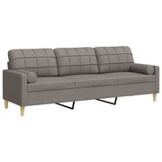 Divano | Divano da soggiorno | Sofa a 3 Posti con Cuscini Tortora 210 cm in Tessuto