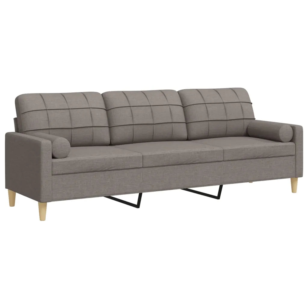 Divano | Divano da soggiorno | Sofa a 3 Posti con Cuscini Tortora 210 cm in Tessuto