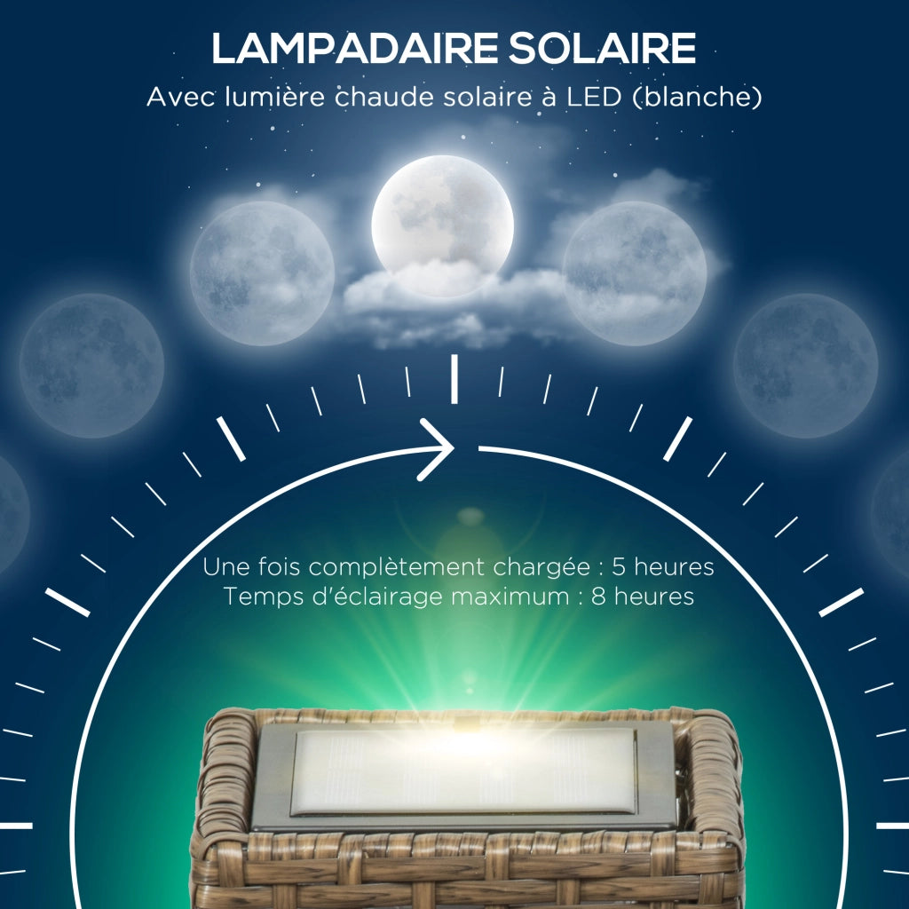 Lampada da giardino solare in resina ¨C zephmum ¨C grigio 15.5x15.5x46 cm