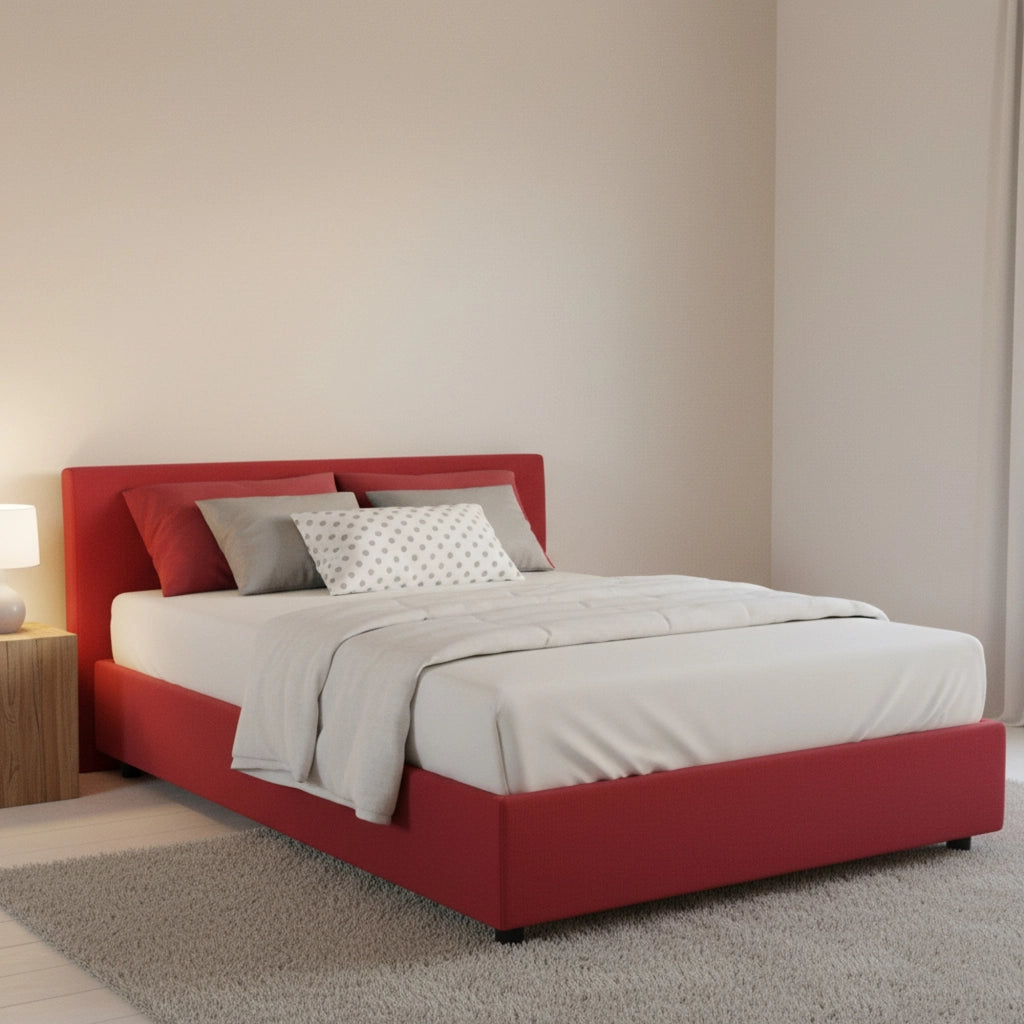 Asid, Letto Piazza e Mezza Sfoderabile Made in Italy, Rosso