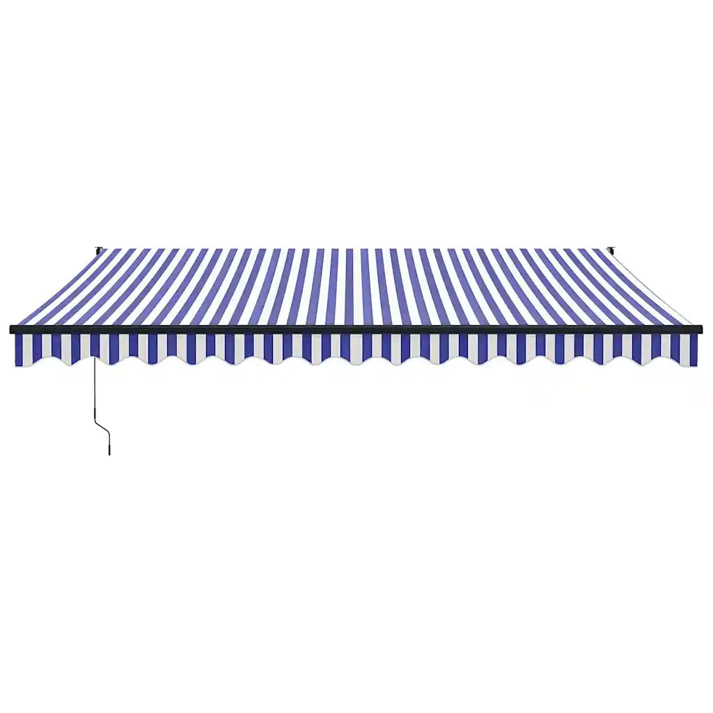 Tenda da Sole Retrattile-Tenda parasole per Patio Blu e Bianca 4x3 m Tessuto e Alluminio 569154