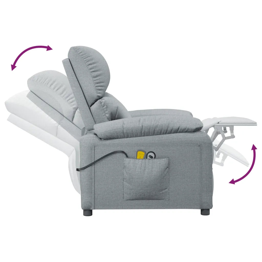Poltrona Massaggiante Elettrica Grigio Chiaro in Tessuto 3073827