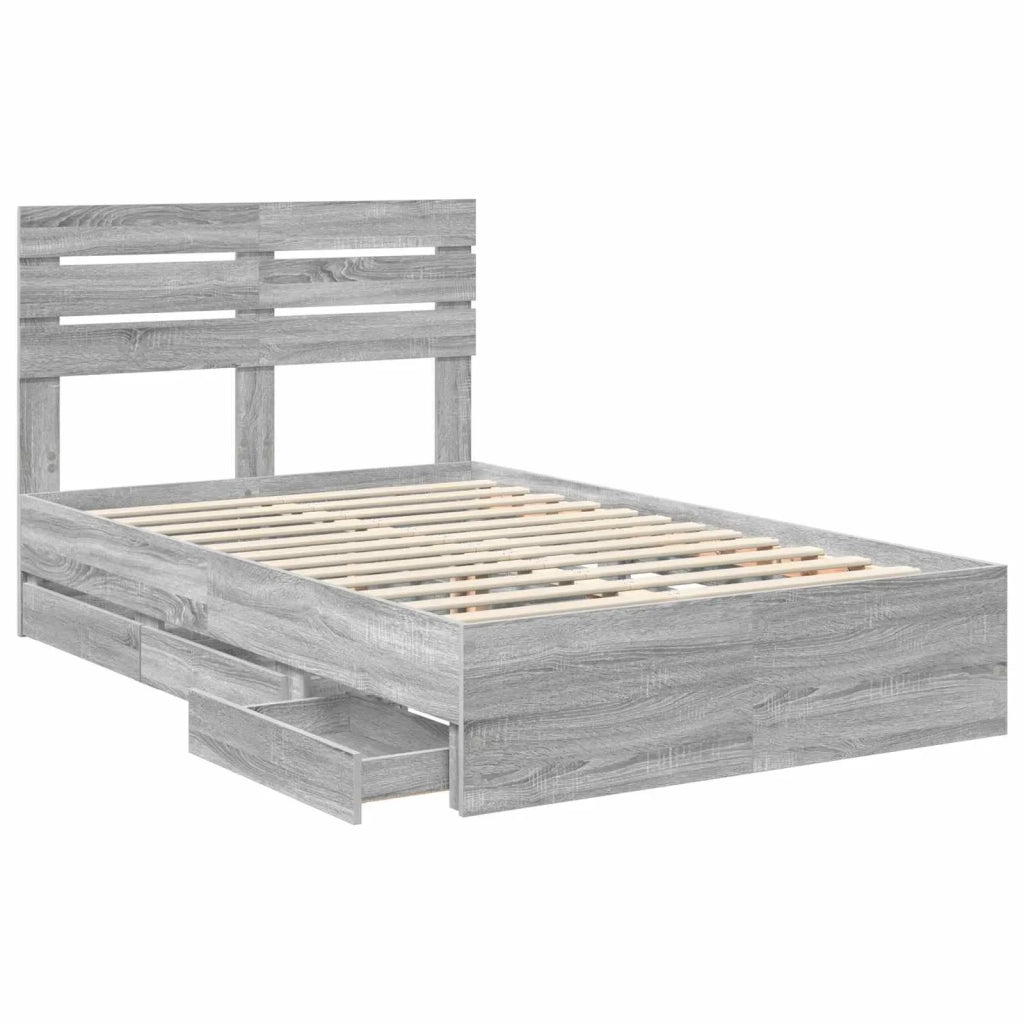 Struttura del letto con cassetto Grigio Sonoma 120 x 190 cm