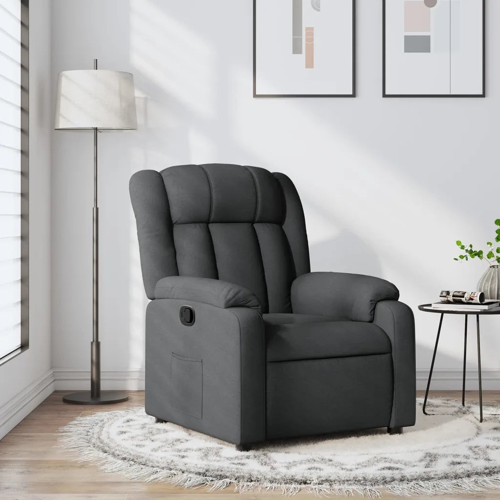 Poltrona | Sedia Relax reclinabile in tessuto grigio scuro