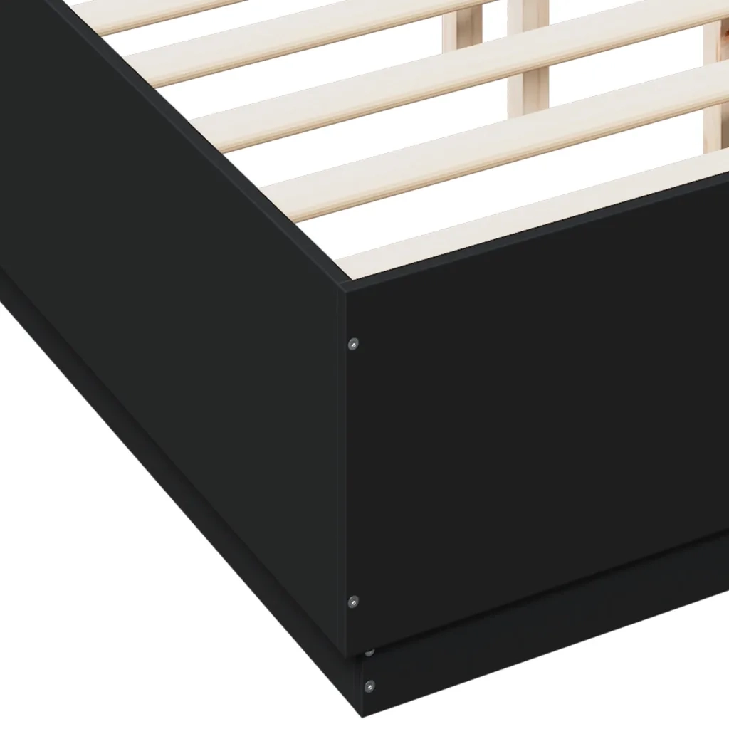Giroletto con Luci LED Nero 120x190 cm in Legno Multistrato