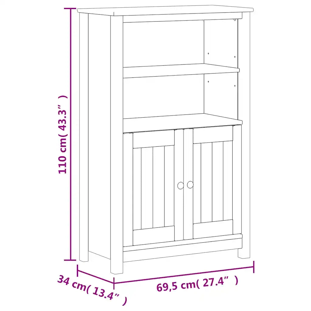 Set Mobili da Bagno | Armadio da bagno 3 pz BERG Nero in Legno Massello di Pino
