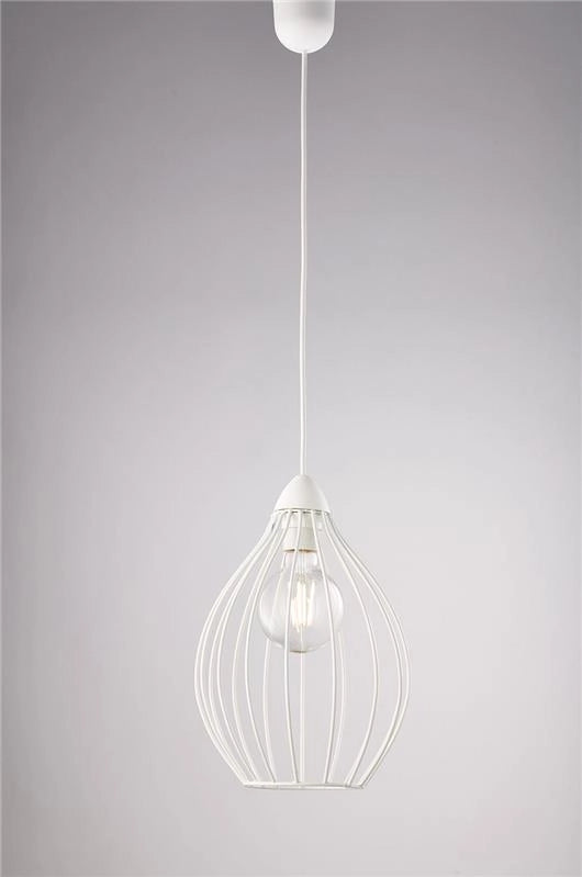 PINO LAMPADARIO IN METALLO DESIGN MODERNO COLORE BIANCO E27 1 LUCE 57 WATT 106X23 CM