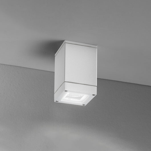 Plafoniera Da Esterno Moderno Pendo Metallo Bianco Vetro 1 Luce Gu10