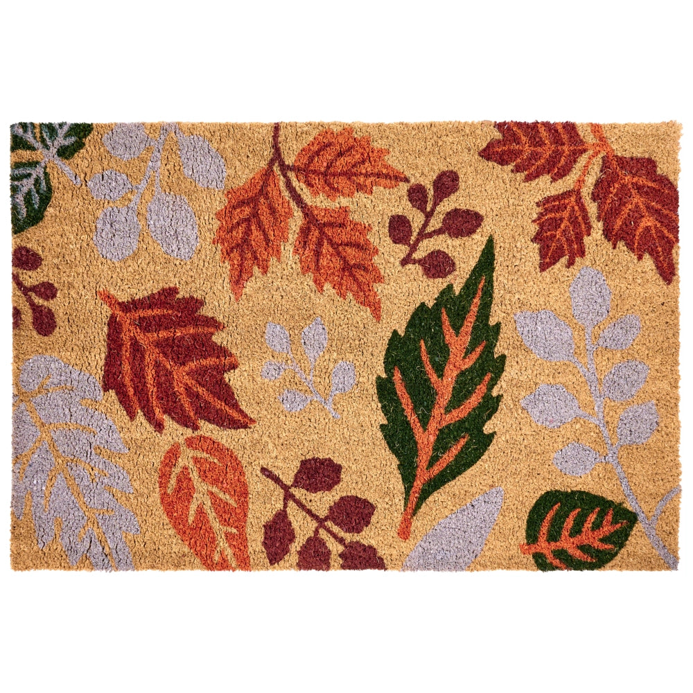 Zerbino di benvenuto in fibra di cocco antiscivolo 60 x 90 cm con retro in PVC Motivo foglie Multicolore
