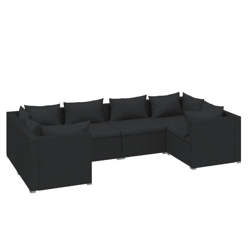 Set Divani da Giardino 6 pz con Cuscini in Polyrattan Nero cod mxl 40417