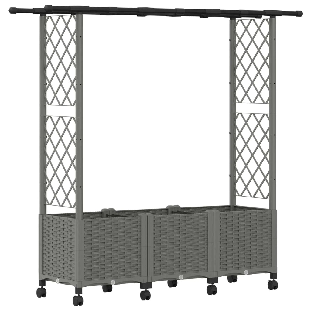 Letto Rialzato con Griglia e Tetto Grigio Chiaro PP 3423119