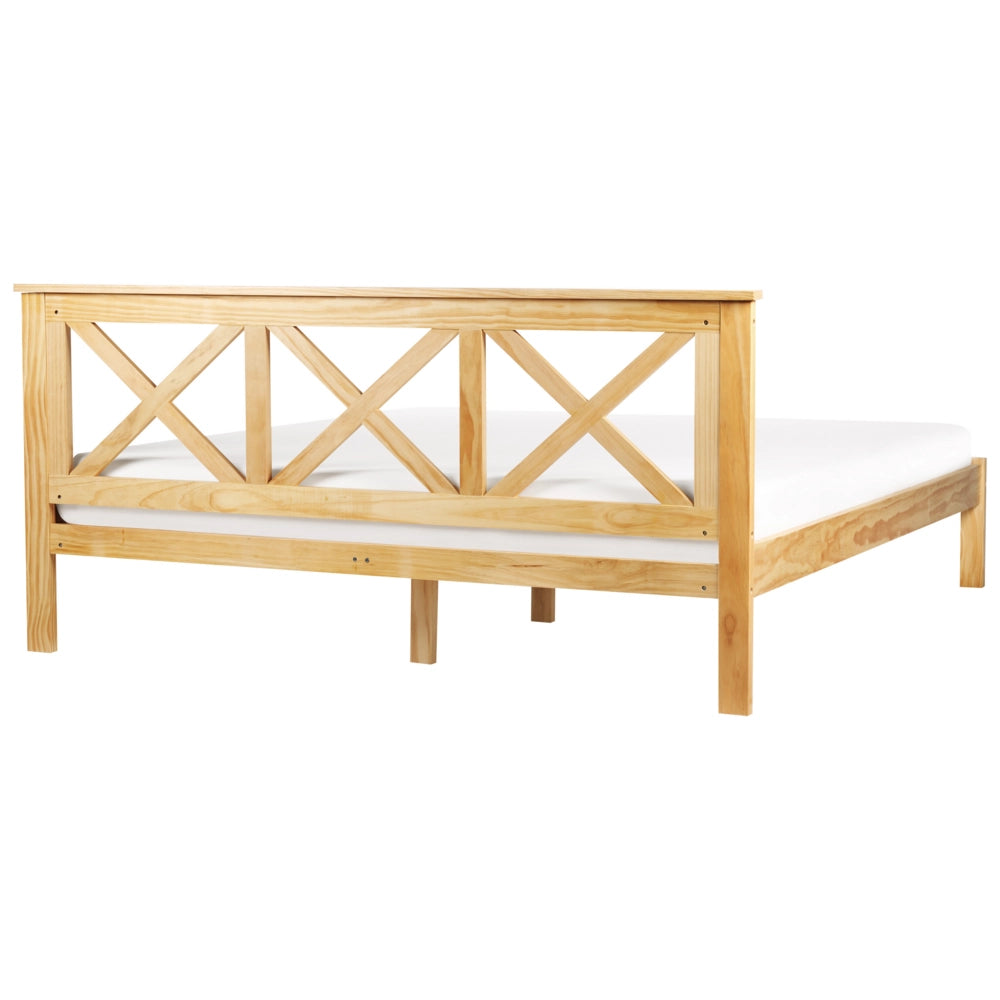 Letto in marrone chiaro con Rete a Doghe Design Elegante 180 x 200 cm