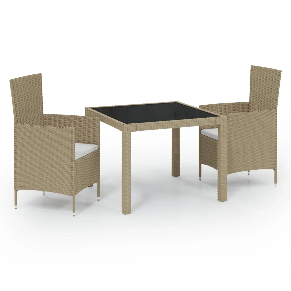 Set Mobili da Giardino 3 pz con Cuscini-Sofa da giardino in Polyrattan Beige