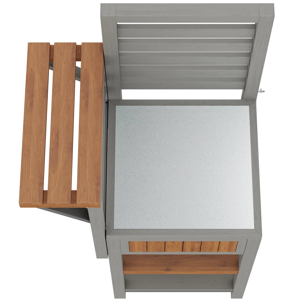 Mobile contenitore da esterno con doppio ripiano e piano in acciaio inox per giardino terrazza e balcone