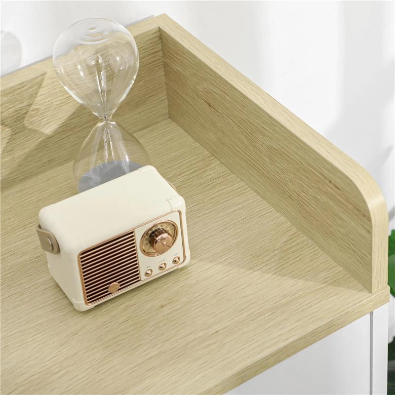 MOBILETTO MULTIUSO CON PIEDINI E ANTE  60X30X78CM  IN LEGNO BIANCO E BEIGE