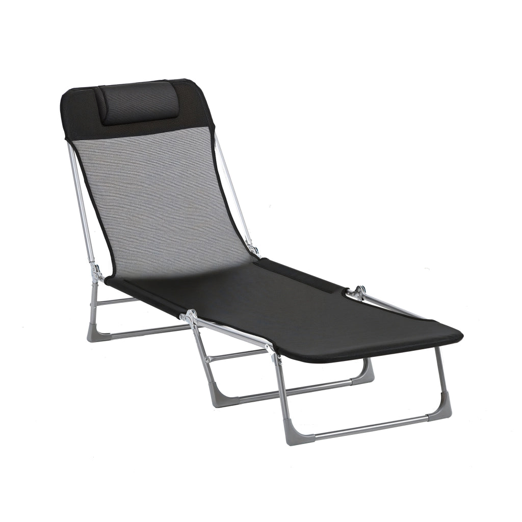Chaise Longue Pieghevole Regolabile con Cuscino ¨C Zephmum ¨C Nero